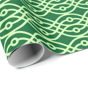 Kimono-Druck, dunkel- und hellgrün Geschenkpapier