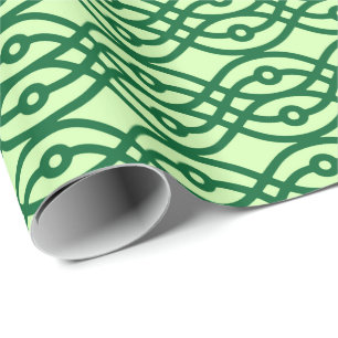Kimono-Druck, hell und dunkelgrün Geschenkpapier