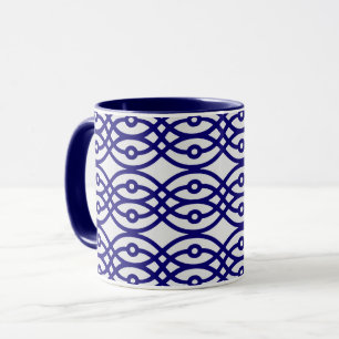 Kimono-Druck, silbergrau und marineblau Tasse