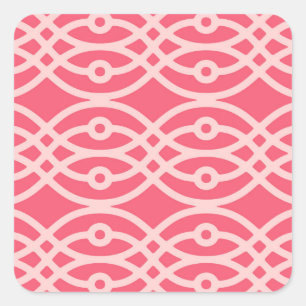 Kimono-Druck, tiefes Korallenrosa Quadratischer Aufkleber
