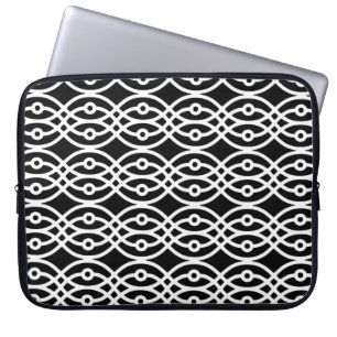 Kimono-Druck, weiß auf schwarz Laptopschutzhülle
