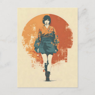 Kimono-Frau Vintage Postkarte