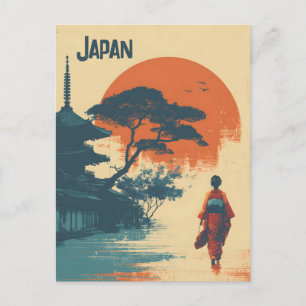 Kimono-Frau Vintage Postkarte