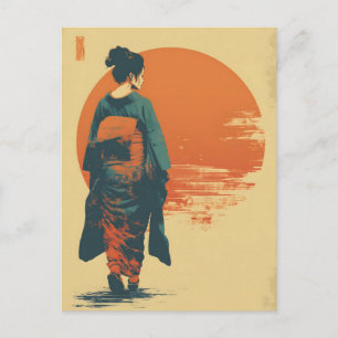Kimono-Frau Vintage Postkarte