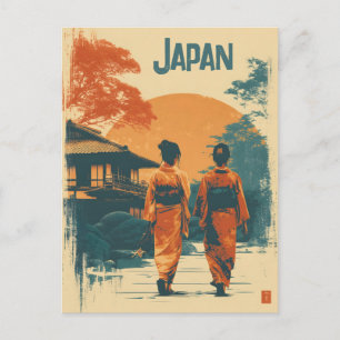 Kimono-Frauen Vintage Postkarte