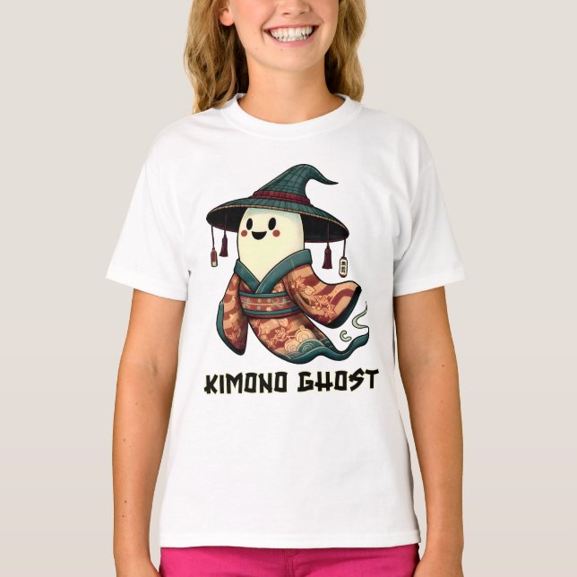 Kimono Geist - Trick oder Leckerbissen - Happy hal T-Shirt (Vorderseite)