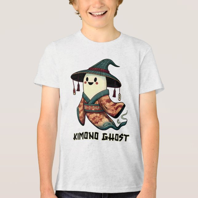 Kimono Geist - Trick oder Leckerbissen - Happy hal Tri-Blend Shirt (Vorderseite)