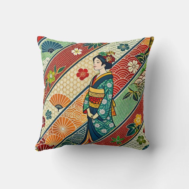 Kimono japanische Kunst Kissen (Rückseite)