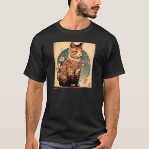 Kimono-Katze japanische Ukiyo-e Kirschblüten Japan T-Shirt