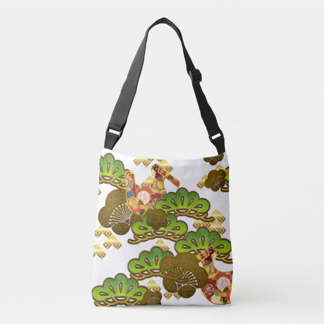 Kimono-Muster inspiriert japanisches Gewebe Tragetaschen Mit Langen Trägern (Vorderseite)