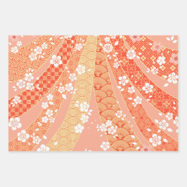 Kimono-Muster mit Band-Mix Geschenkpapier Set