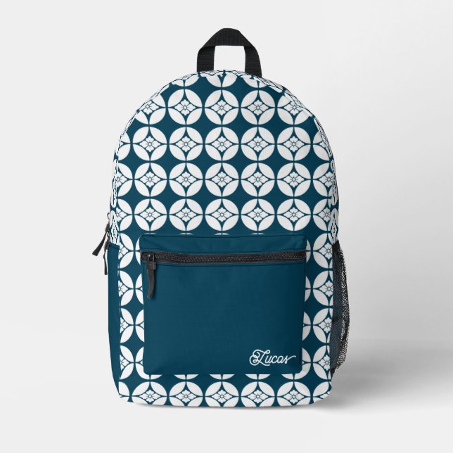 Kimono Mustertaschen | 七 宝 花 菱 Shippo Hanabishi Bedruckter Rucksack (Vorderseite)