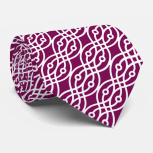 Kimono Print, Auberginen lila und weiß Krawatte