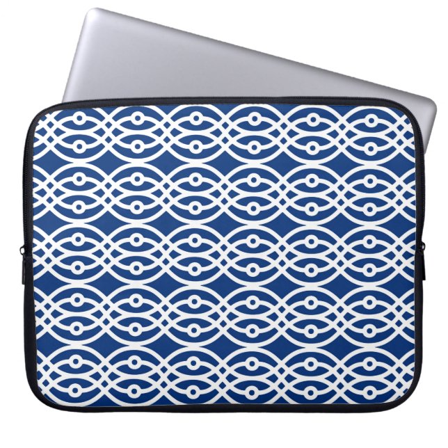 Kimono print, blau und weiß laptopschutzhülle (Vorderseite)
