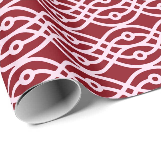 Kimono Print, Bordeaux und Rosa Geschenkpapier (Rolleneckpunkt)
