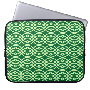 Kimono Print, Darks & Hellgrün Laptopschutzhülle
