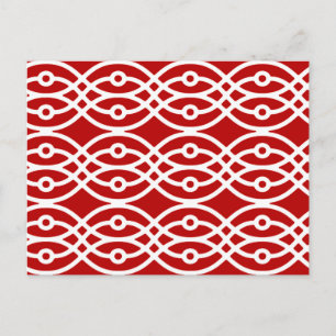 Kimono Print, dunkelrot und weiß Postkarte