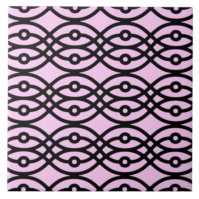 Kimono Print, Eispink und Schwarz Fliese (Vorderseite)