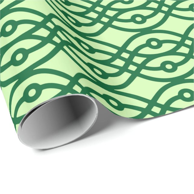 Kimono Print, hell und dunkelgrün Geschenkpapier (Rolleneckpunkt)