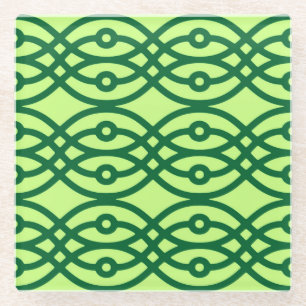 Kimono Print, hell und dunkelgrün Glasuntersetzer