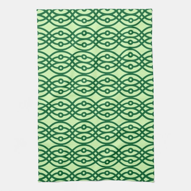 Kimono Print, hell und dunkelgrün Handtuch (Vertikal)