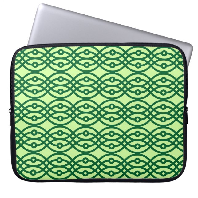 Kimono Print, hell und dunkelgrün Laptopschutzhülle (Vorderseite)