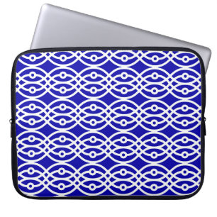 Kimono Print, Kobalt blau und weiß Laptopschutzhülle