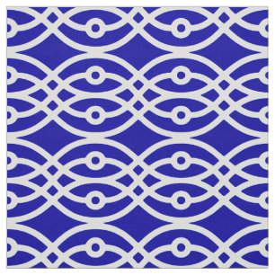 Kimono Print, Kobalt blau und weiß Stoff