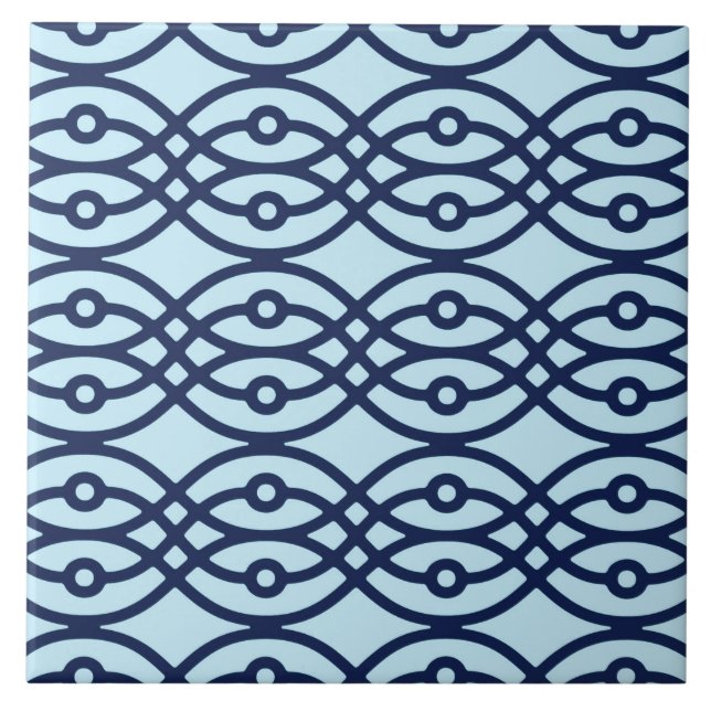 Kimono Print, Marine und hellblau Fliese (Vorderseite)