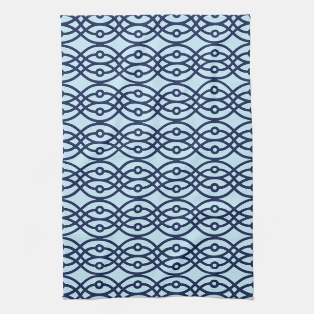 Kimono Print, Marine und hellblau Handtuch (Vertikal)