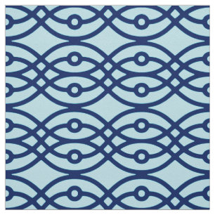 Kimono Print, Marine und hellblau Stoff