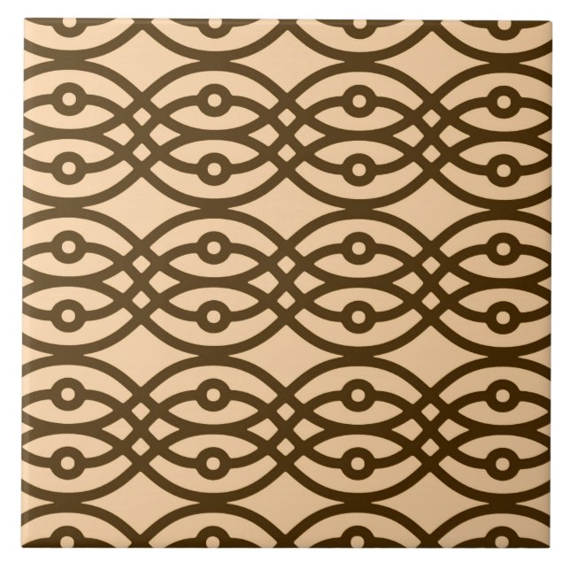 Kimono Print, Pfirsich und Schokolade Fliese (Vorderseite)