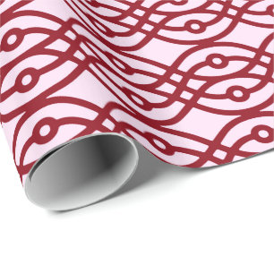Kimono Print, Rosa und Bordeaux Geschenkpapier