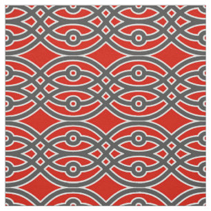 Kimono print, rot, grau und weiß stoff