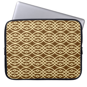 Kimono Print, Schokoladenbraun und braun Laptopschutzhülle