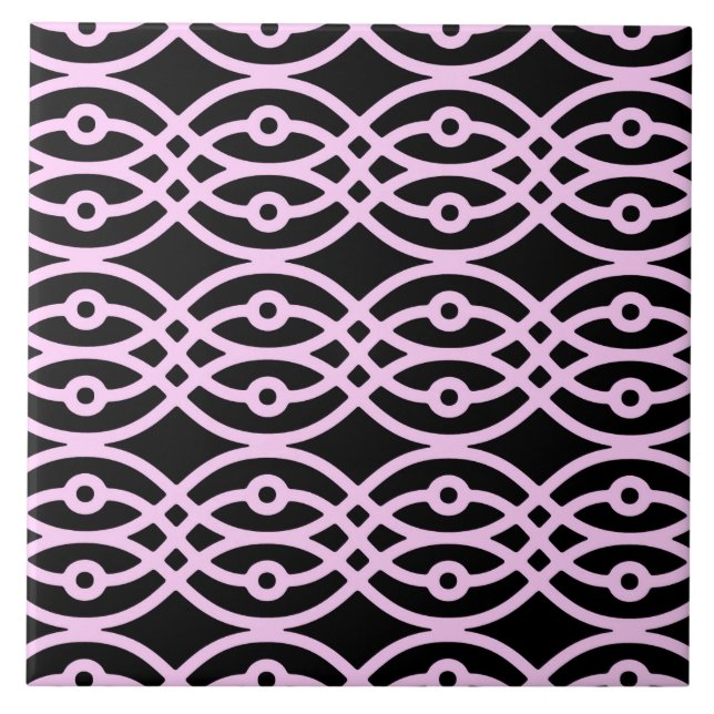 Kimono Print, Schwarz und Eispink Fliese (Vorderseite)