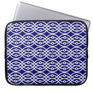 Kimono Print, silbergrau und blau Laptopschutzhülle