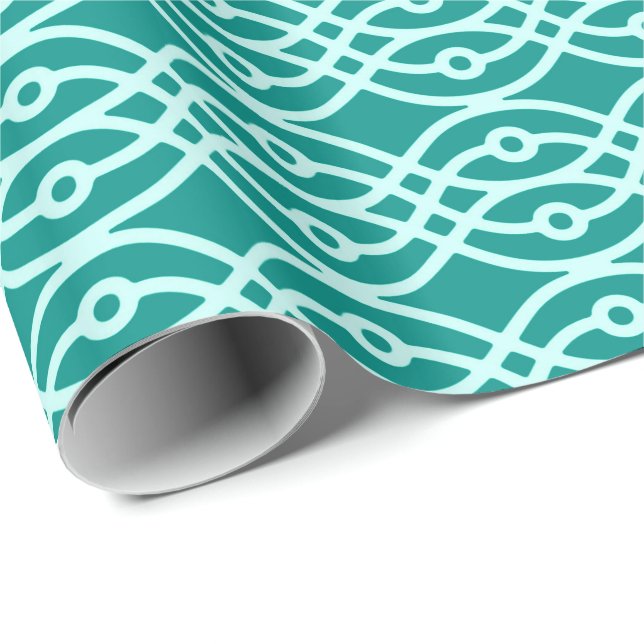 Kimono Print, Türkis und Aqua Geschenkpapier (Rolleneckpunkt)