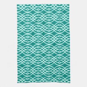 Kimono Print, Türkis und Aqua Geschirrtuch