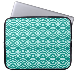 Kimono Print, Türkis und Aqua Laptopschutzhülle