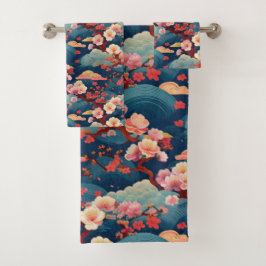 Kimono-Stoff aus Japan inspiriert Badhandtuch Set