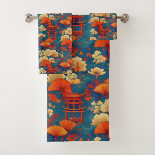 Kimono-Stoff aus Japan inspiriert Badhandtuch Set