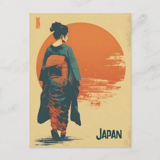 Kimono woman vintage postkarte (Vorderseite)