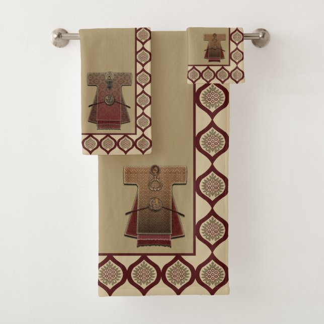 Kimonos Gold und Rot Badhandtuch Set (Insitu)