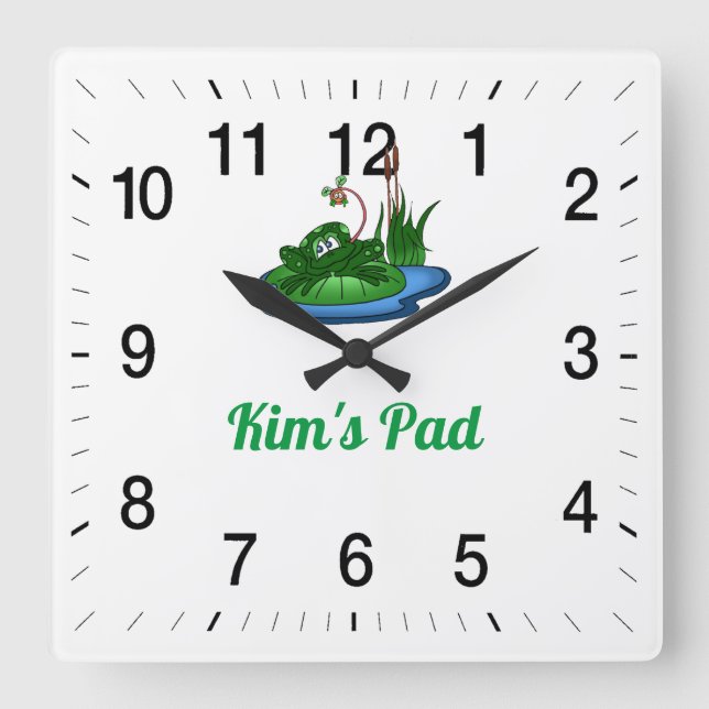 Kims Pad Quadratische Wanduhr (Vorderseite)
