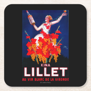 Kina Lillet Vintage Poster Europa Rechteckiger Pappuntersetzer