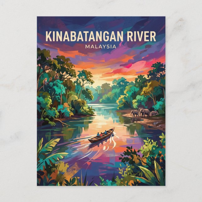 Kinabatangan-Fluss Malaysia Postkarte (Vorderseite)