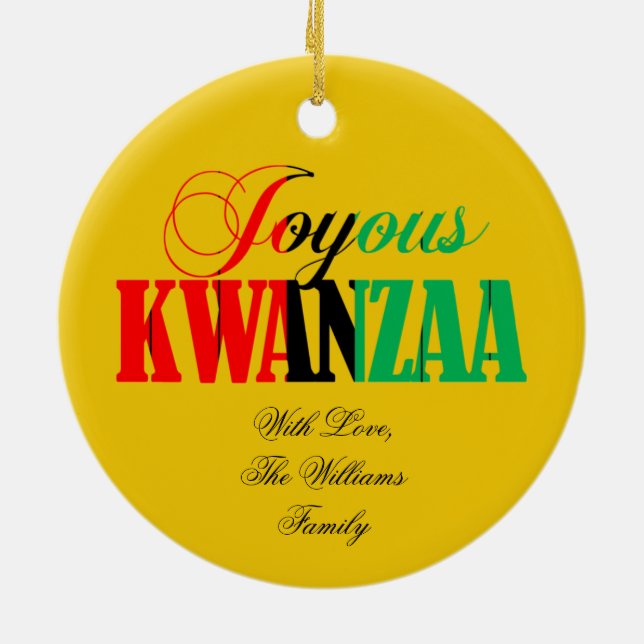 Kinara Candle Colors Joyous Kwanzaa Keramik Ornament (Hinten)