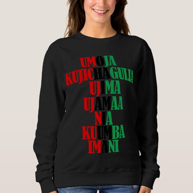 Kinara Colors Text Seven Principles of Kwanzaa Sweatshirt (Vorderseite)