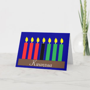 Kinara für Kwanzaa: Dunkelblau Feiertagskarte